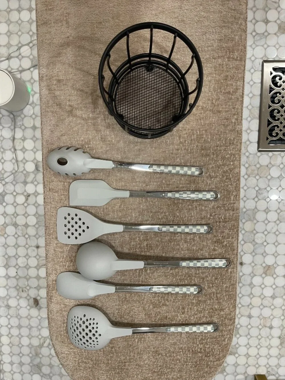 MacKenzie-Childs Sterling Utensil Caddy Set NEW w Box -Mood: Sous Chef's Dream